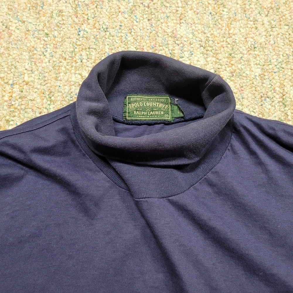 Polo Country Ralph Lauren Shirt Mens Medium Blue Turtleneck Pullover Long Sleeve - Picture 2 of 15